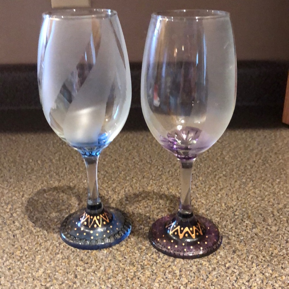 Hand Painted Wine Glasses (2)